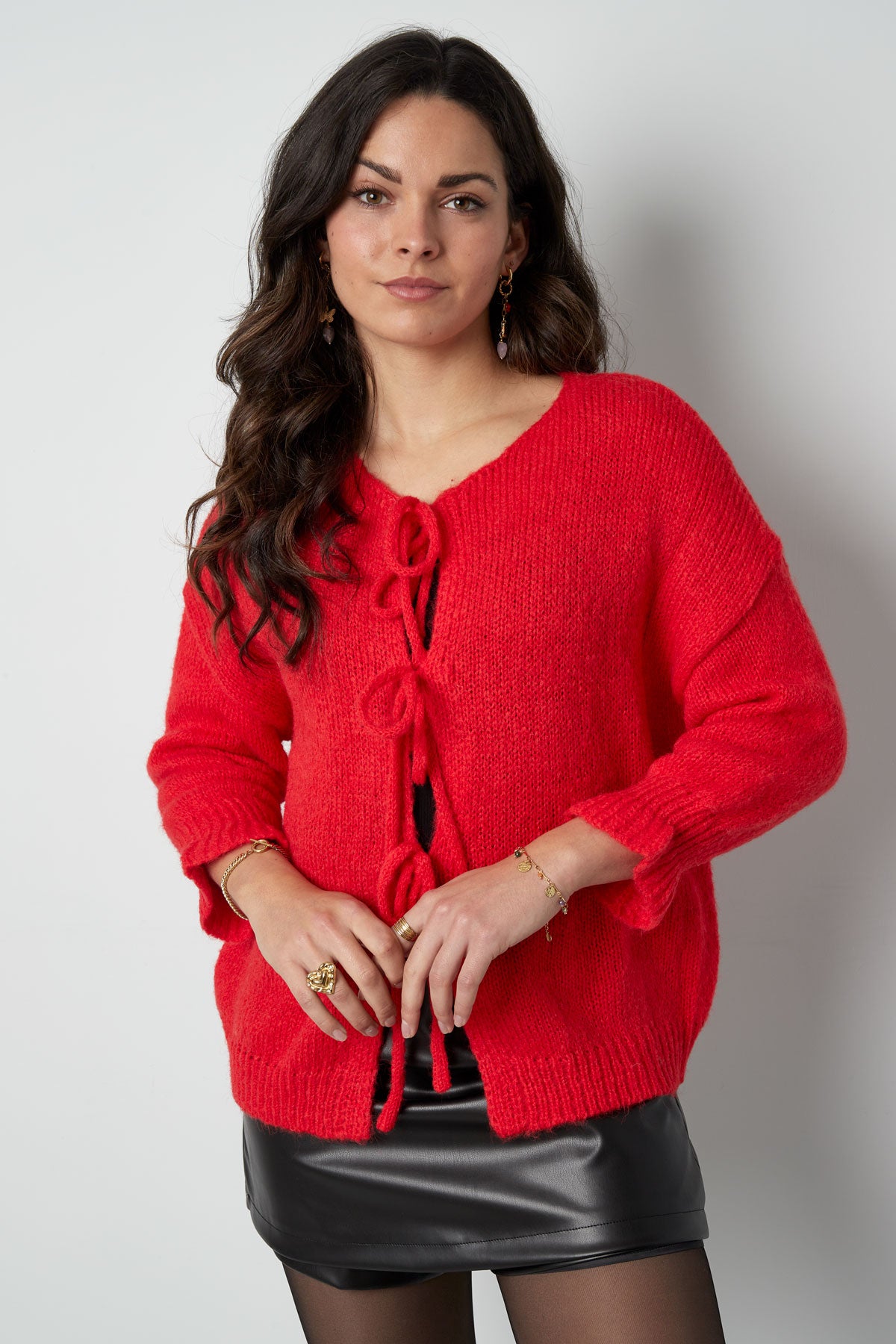 Nylon Women's Short Sleeve Tops Oversized Lace-Up Design