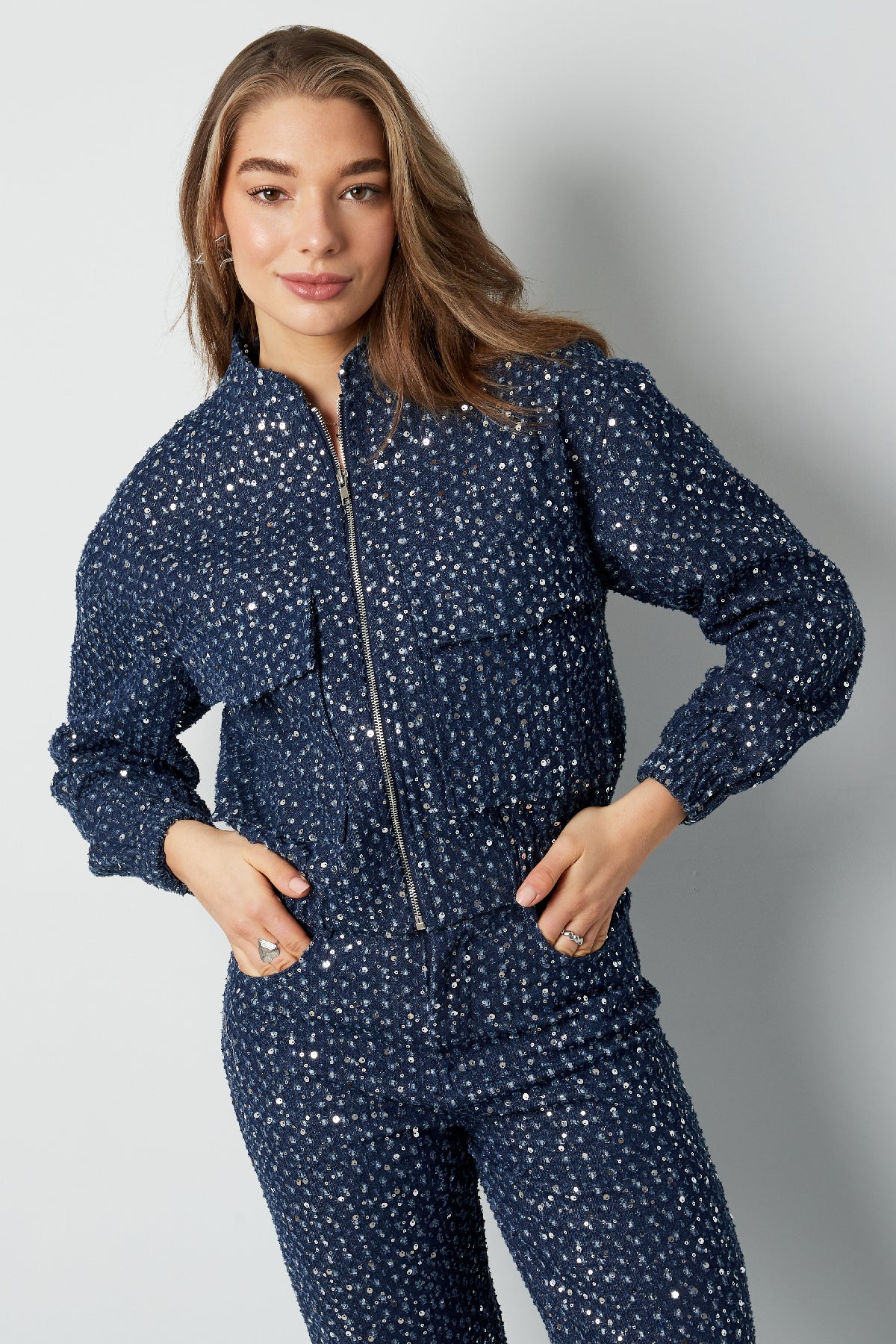 Polyester Women's Cropped Jacket Sporty Printed Pattern