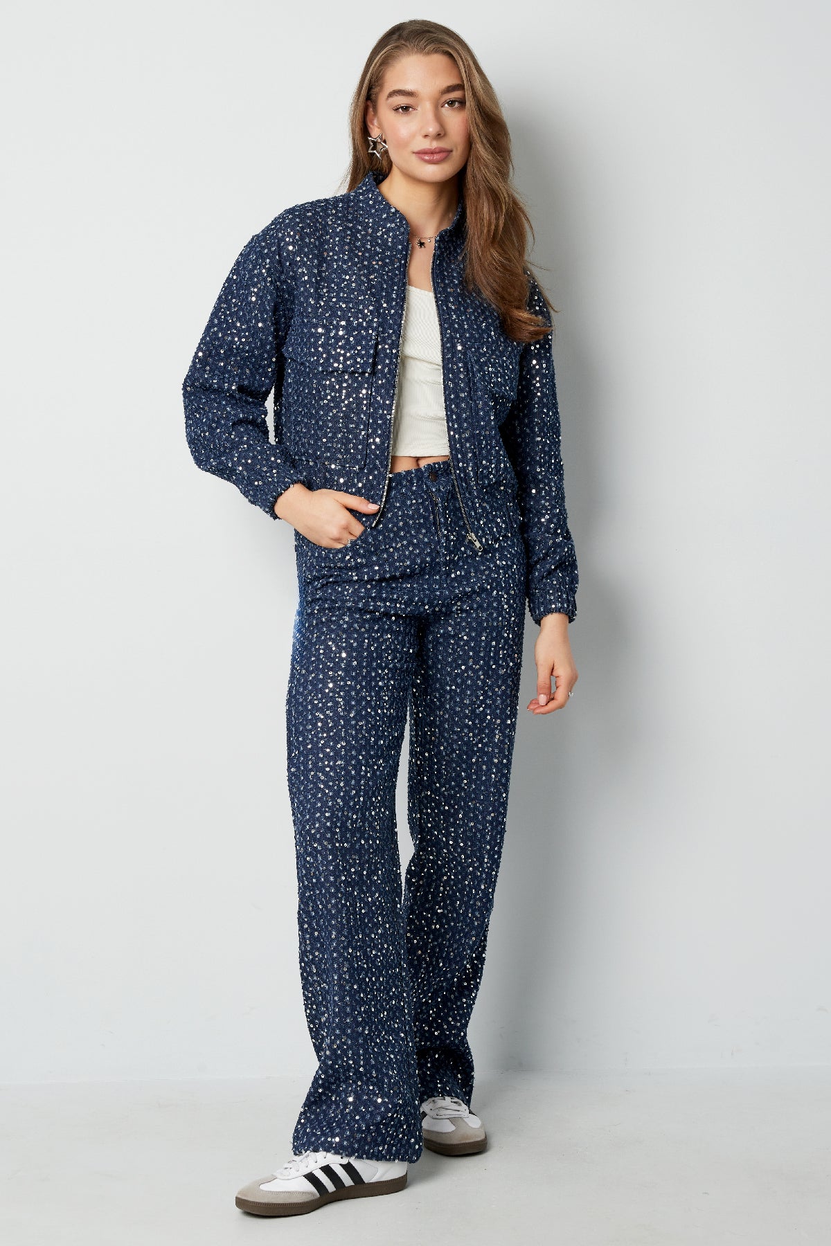 Polyester Women's Cropped Jacket Sporty Printed Pattern