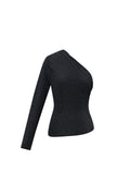 Woven Polyester Fiber Women's Long Sleeve Top Sexy Solid Color