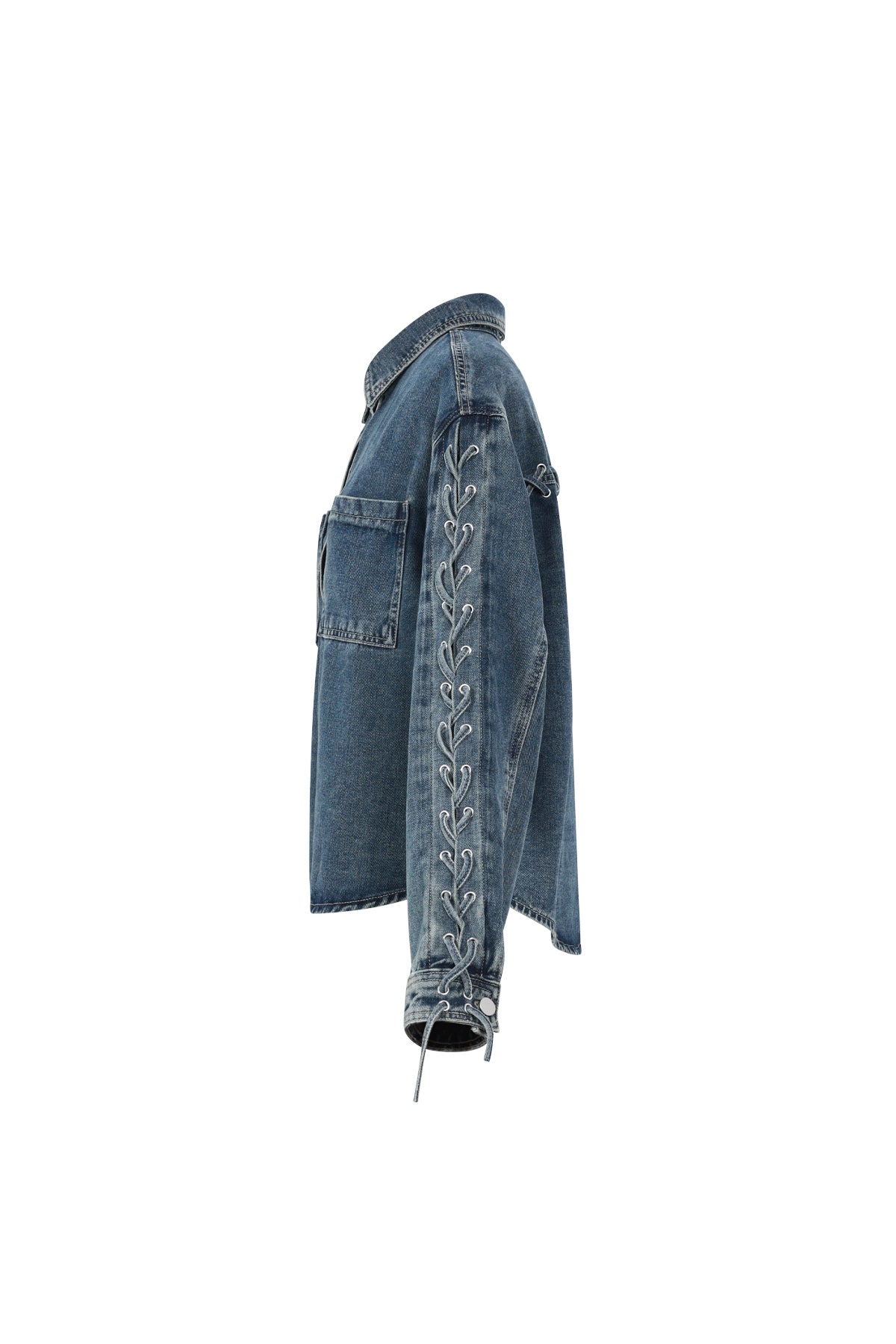 Woven Cotton Women's Denim Jacket Casual Tie-up