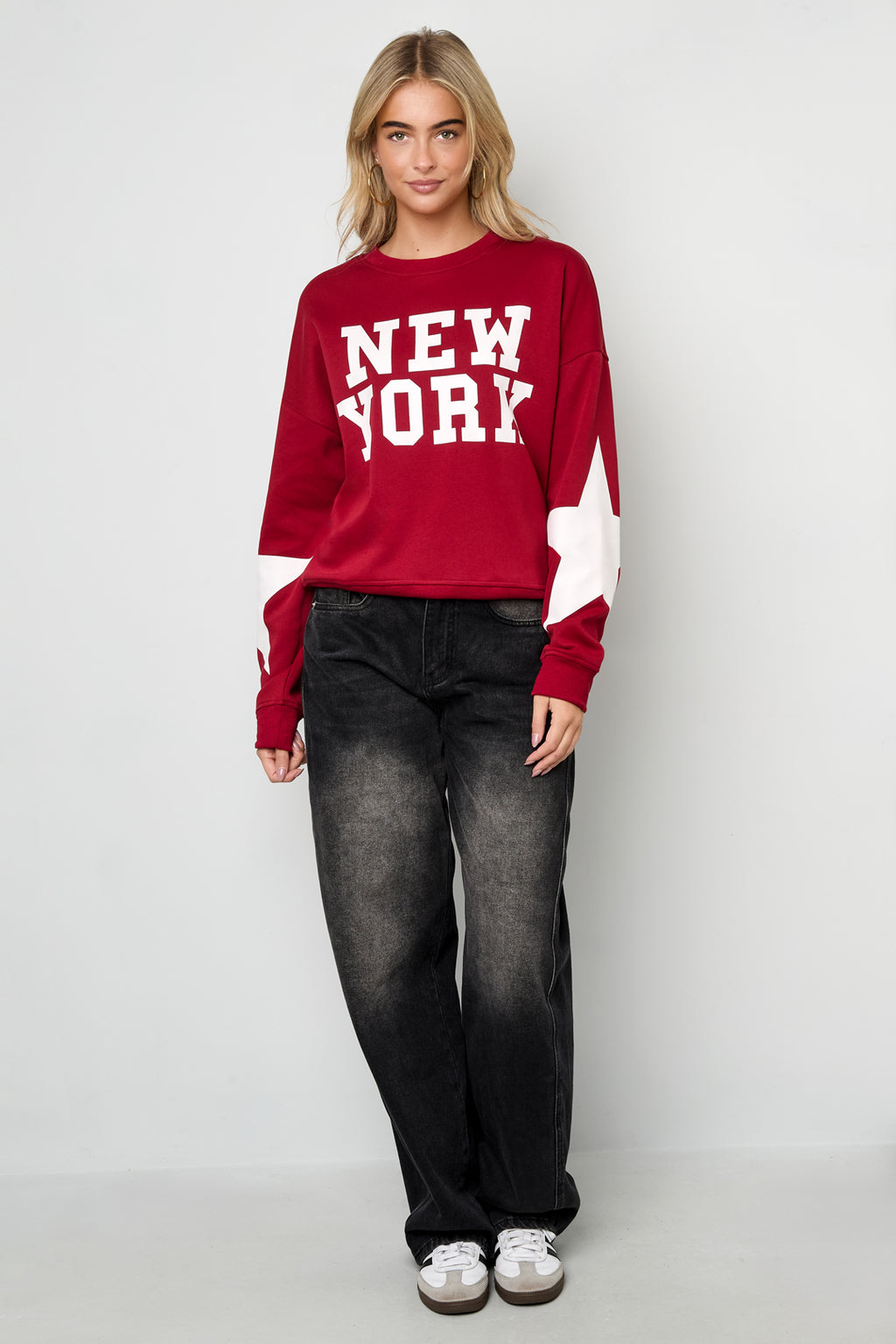 Knitted Cotton Women's Long Sleeve Top Casual Letters