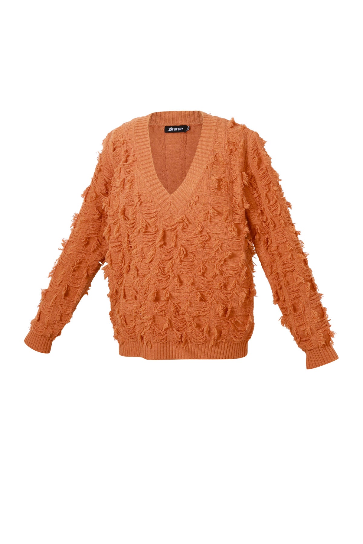 Knitted Polyester Fiber Women's V-Neck Sweater Casual Solid Color