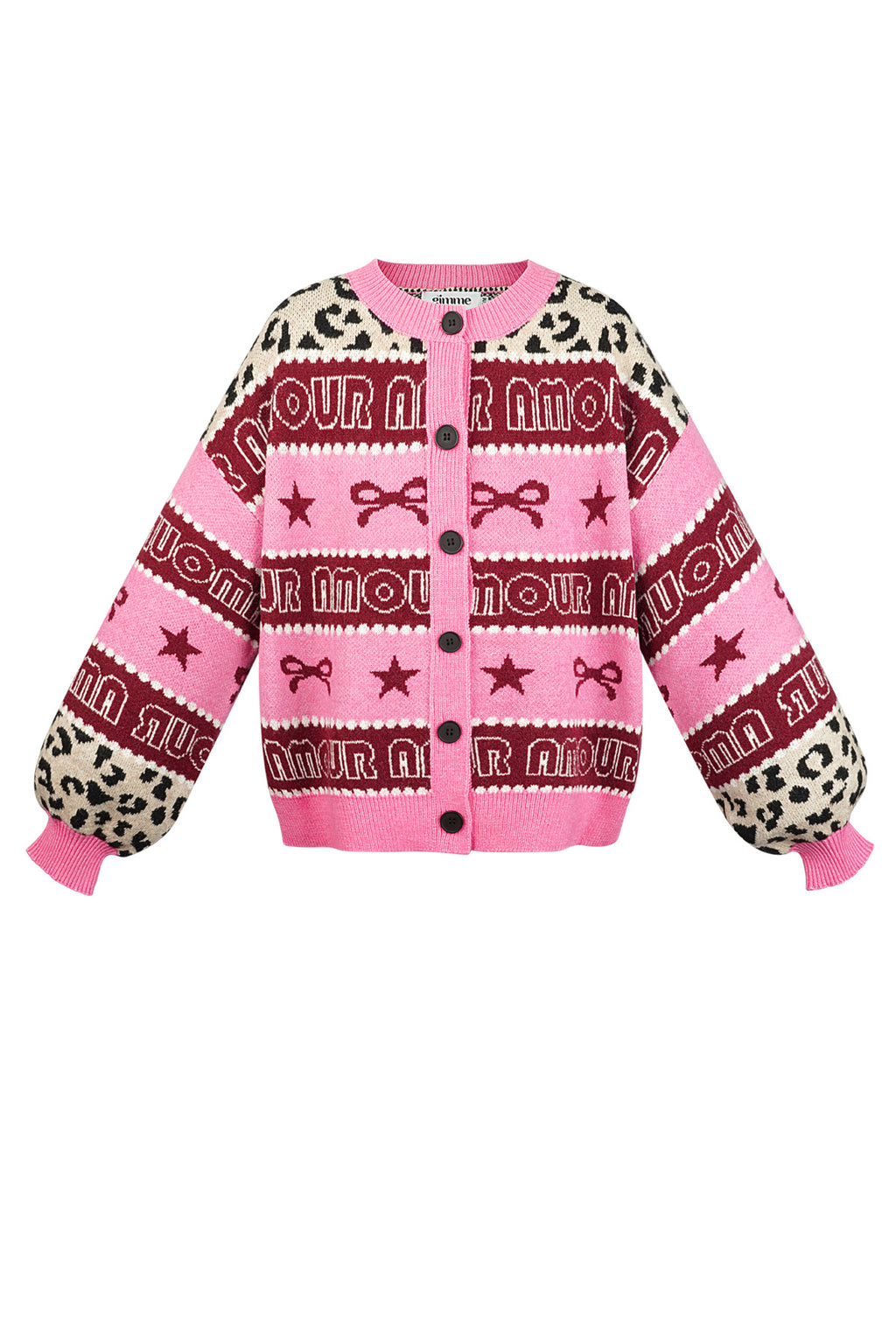 Knitted Cotton Blend Women's Cardigan Patterned Print