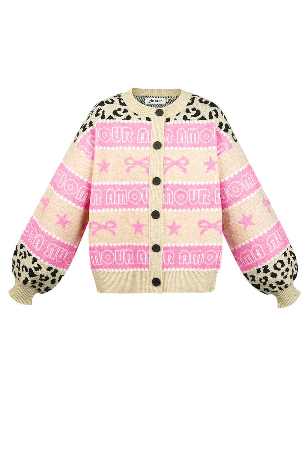 Knitted Cotton Blend Women's Cardigan Patterned Print