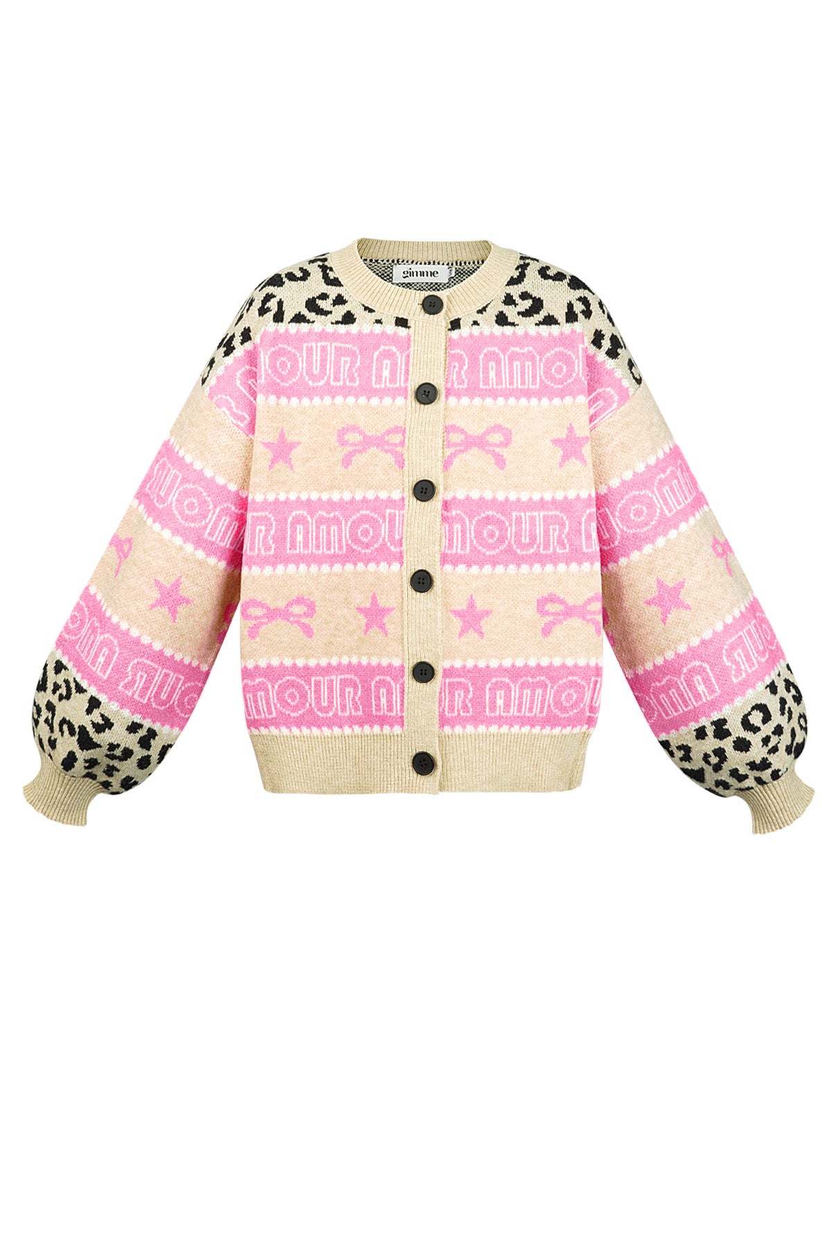 Knitted Cotton Blend Women's Cardigan Patterned Print