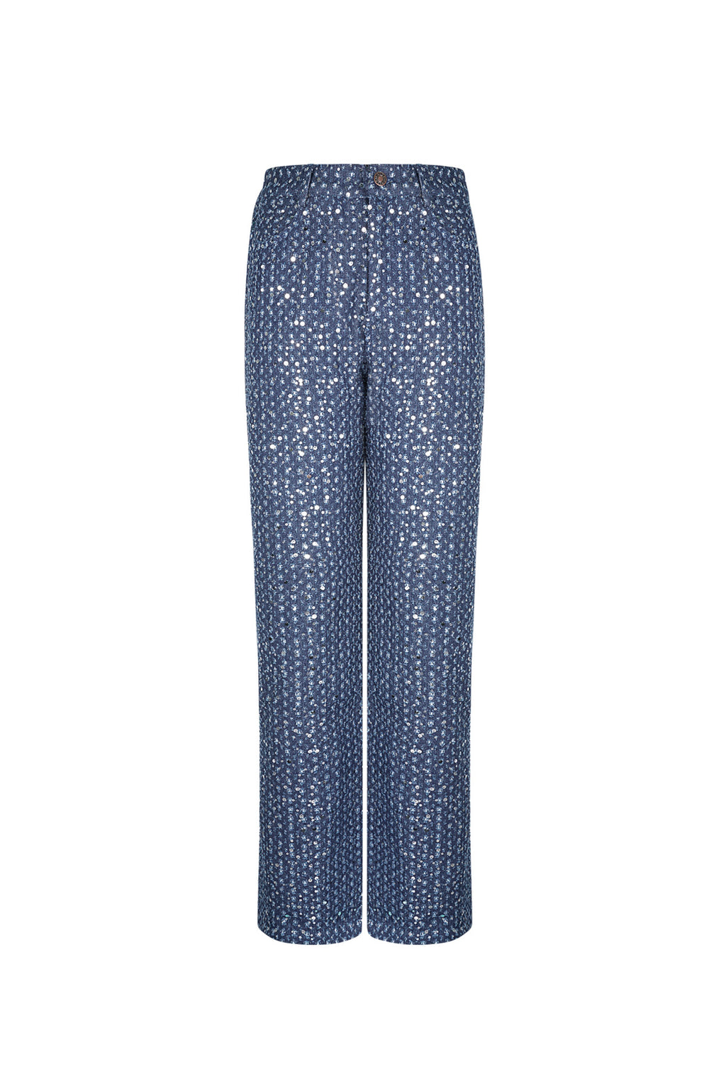 Woven Denim Women's Straight Leg Pants Casual Sequins