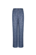 Woven Denim Women's Straight Leg Pants Casual Sequins