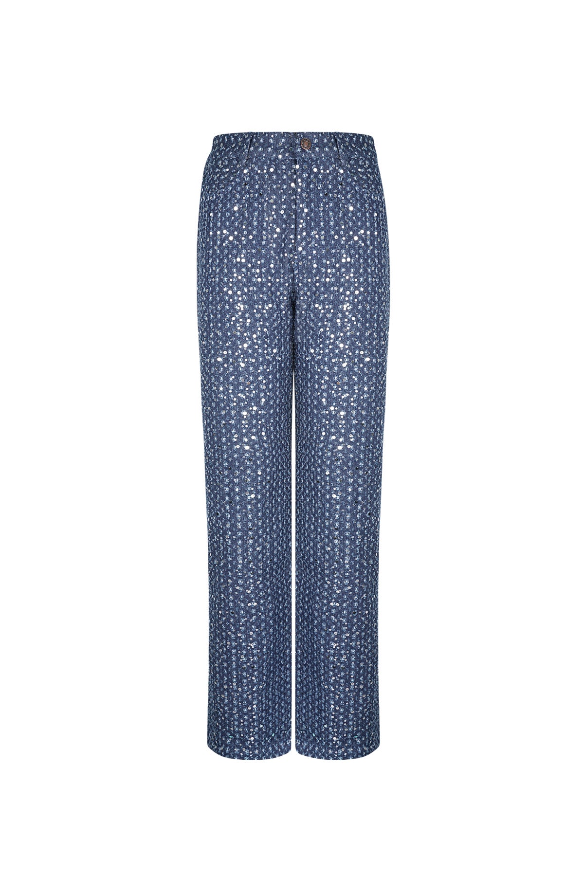 Woven Denim Women's Straight Leg Pants Casual Sequins