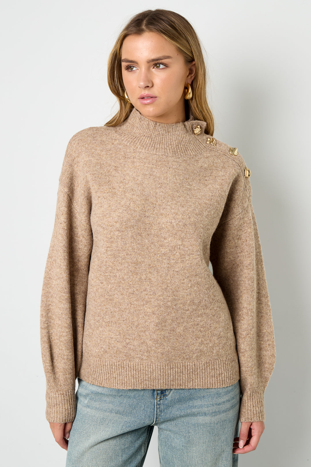 Knitted Polyester Fiber Women's Turtleneck Sweater Casual Solid Color