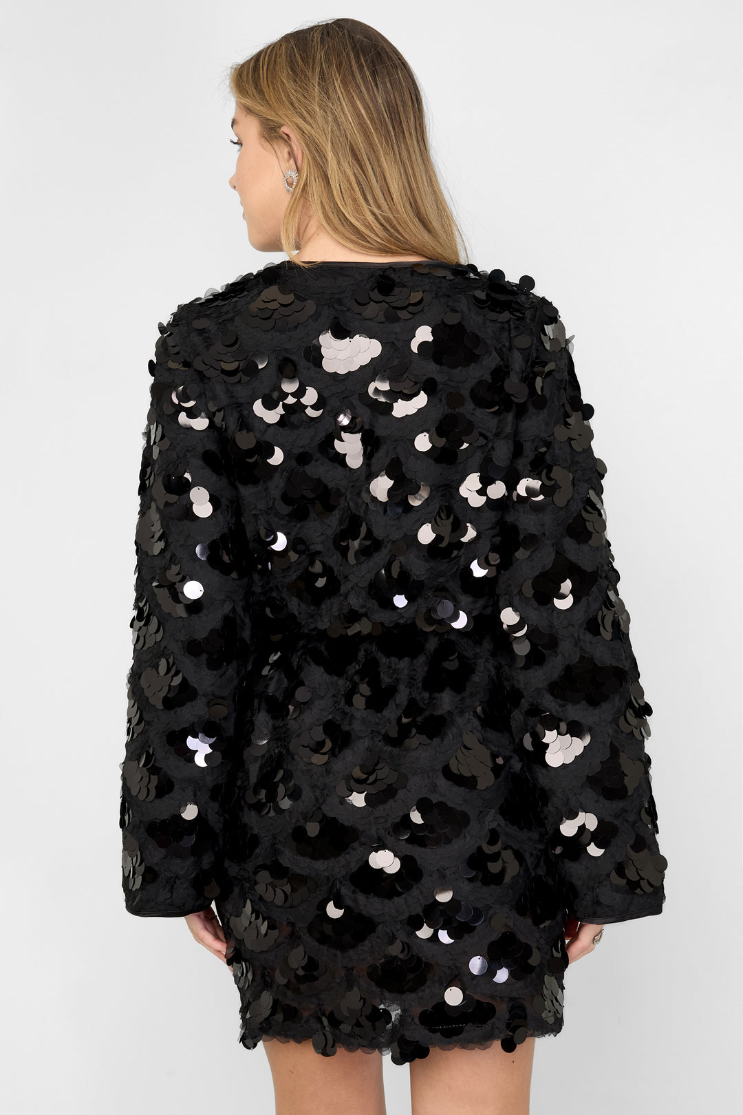 Woven Polyester Fiber Women's Mini Dress Elegant Sequins