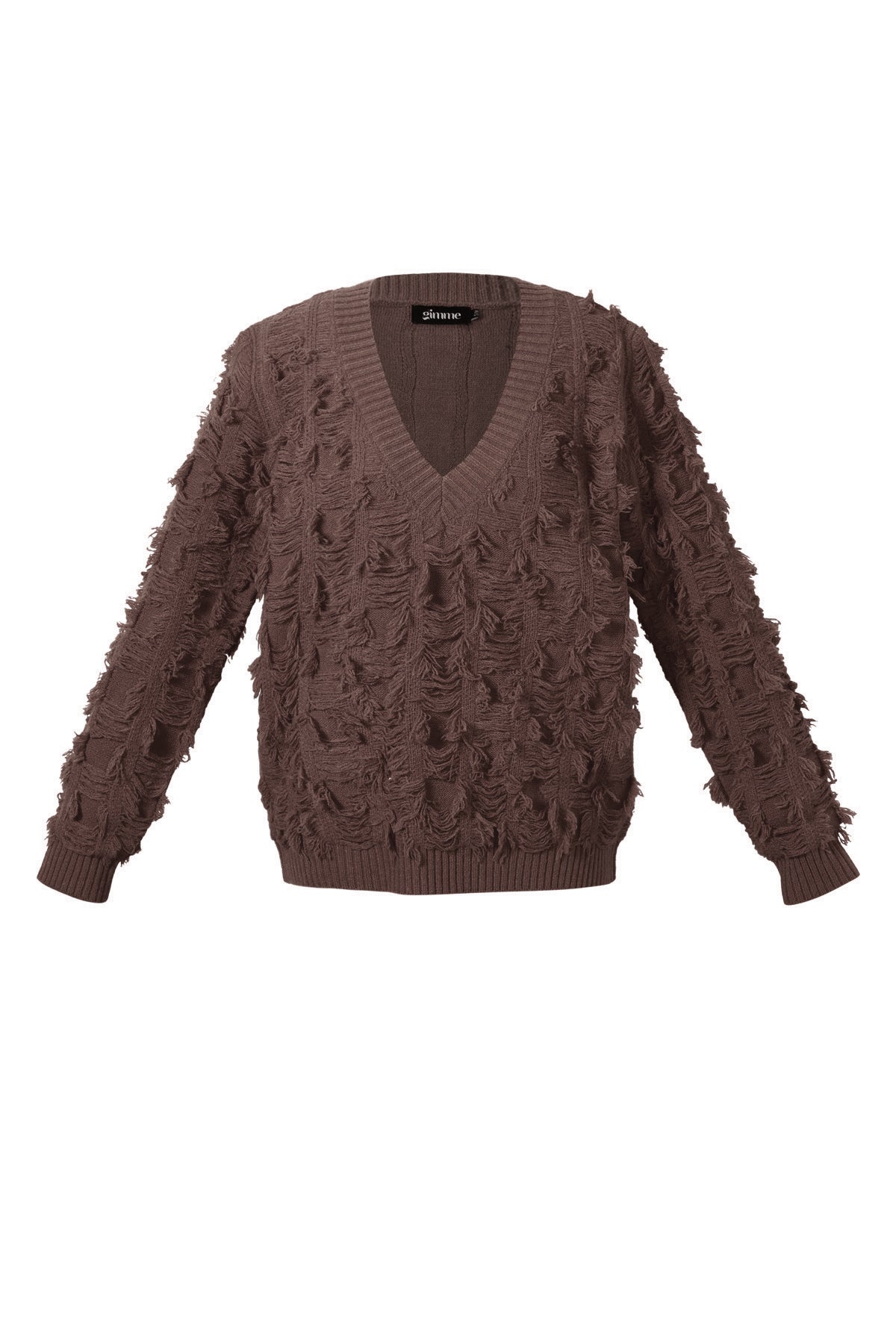 Knitted Polyester Fiber Women's V-Neck Sweater Casual Solid Color