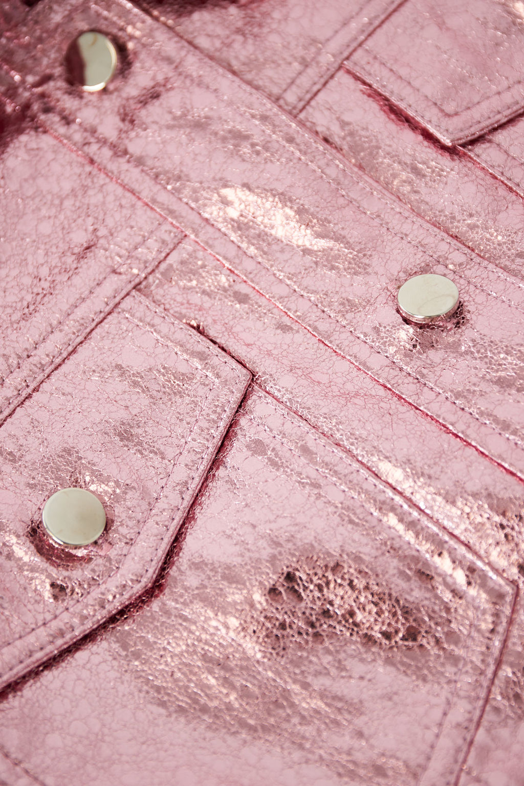 PU Women's Cropped Jacket Shiny Metallic Finish