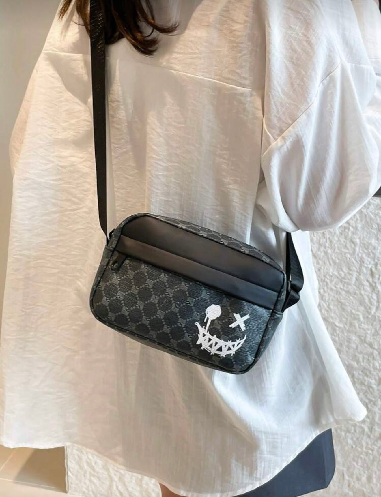 zwart  schoudertas voor heren