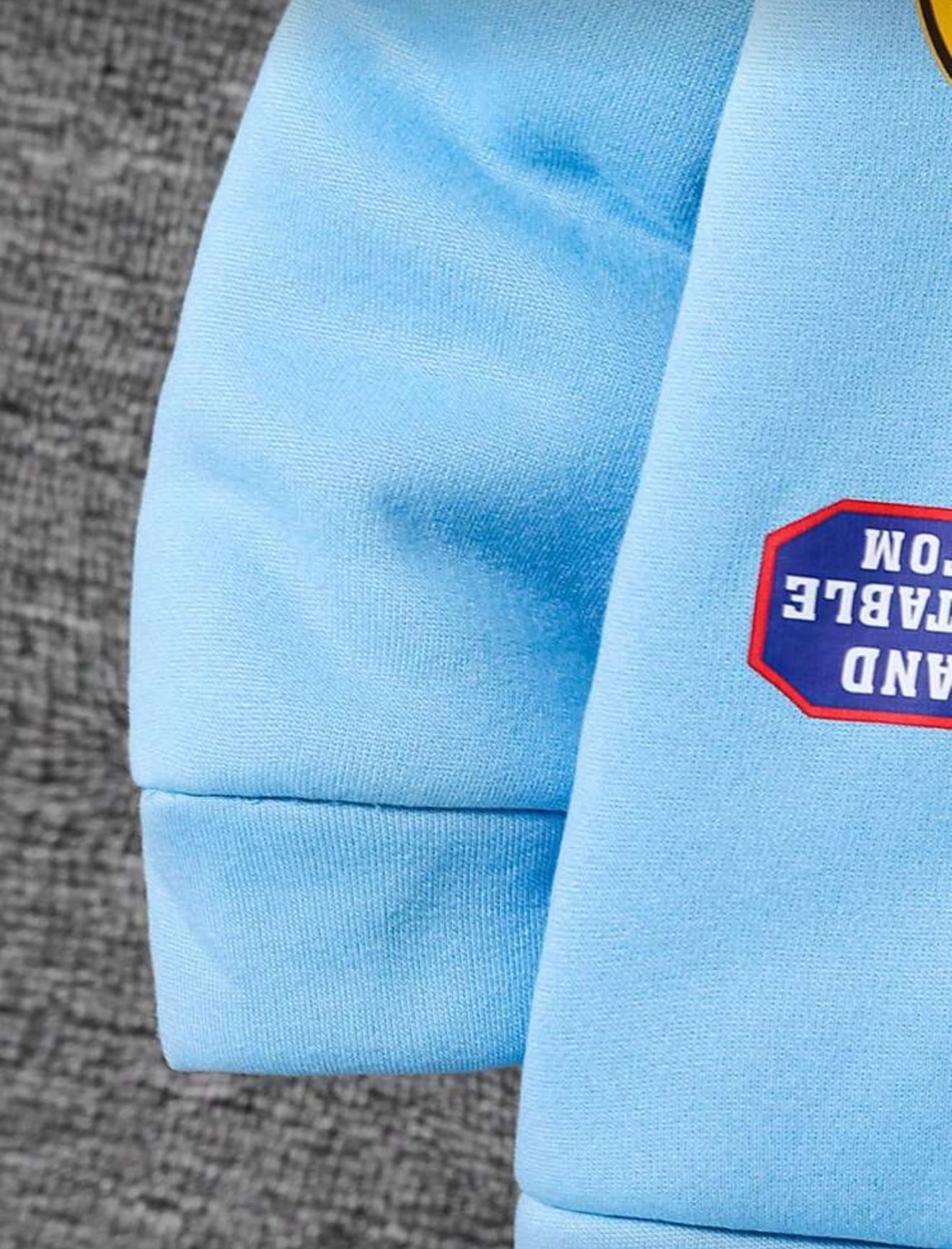 Winter peuterjongenshoodie met reliëf en bontkraag + bijpassende broek blauw