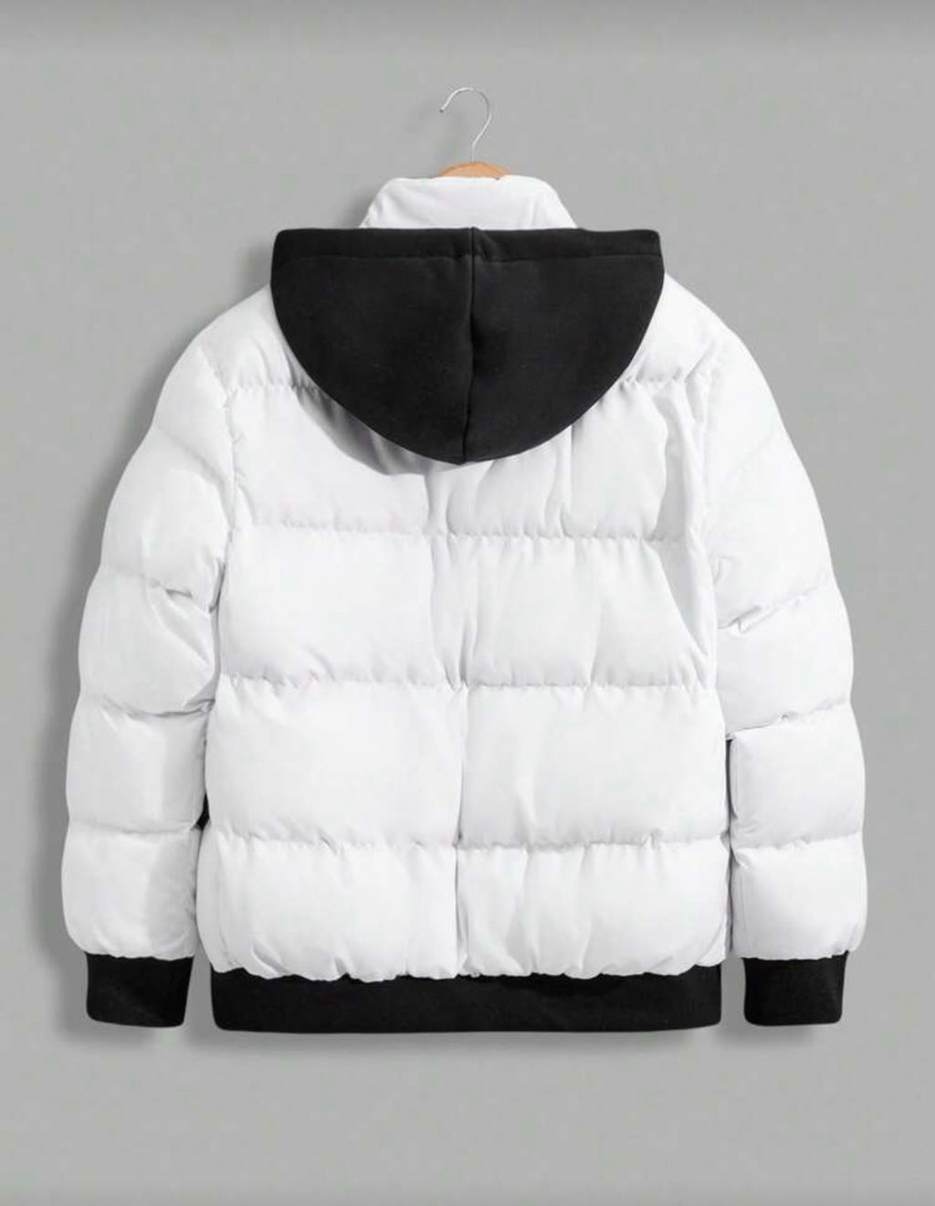 Hoge kwaliteit heren winterjas met capuchon zwart/wit