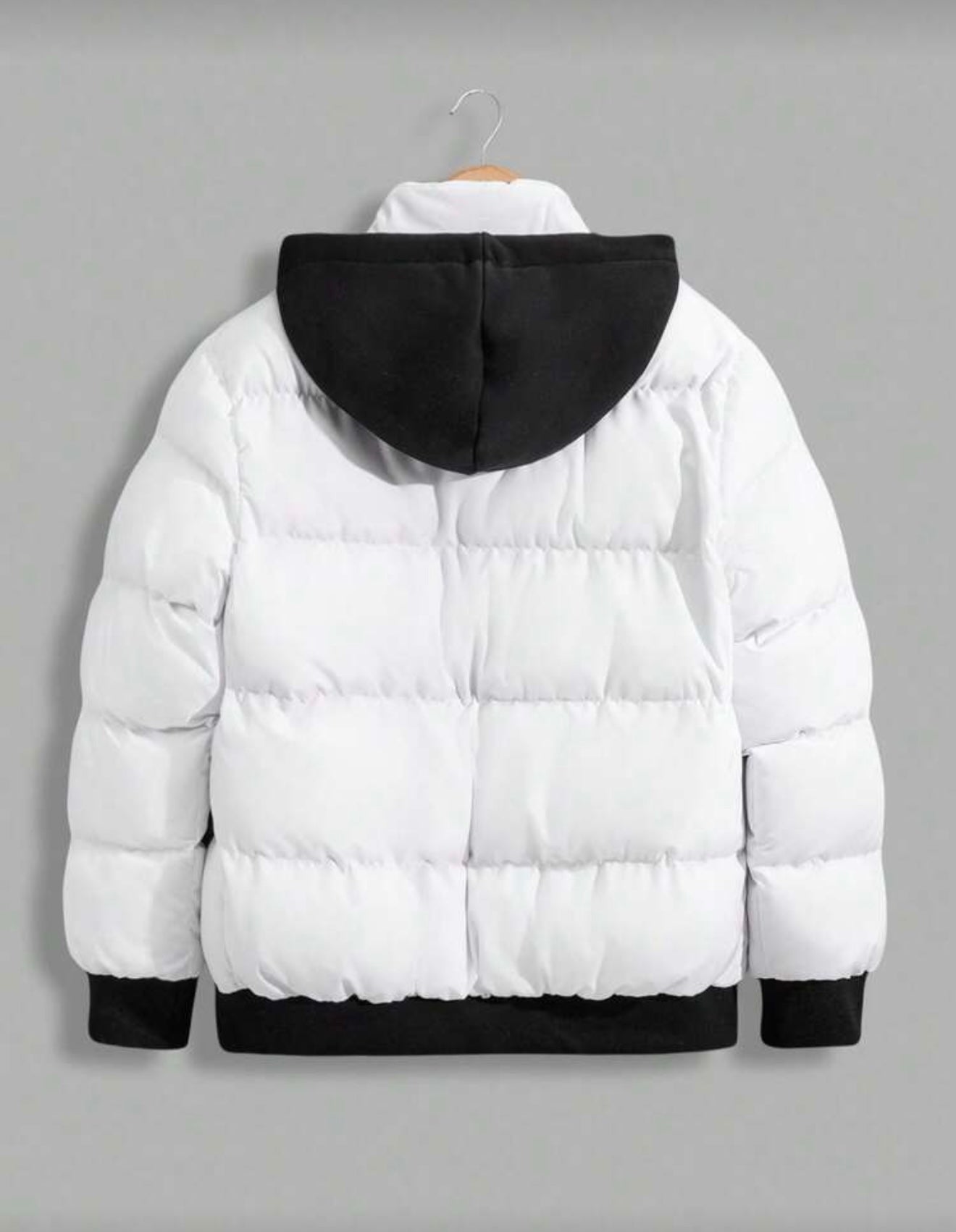 Hoge kwaliteit heren winterjas met capuchon zwart/wit