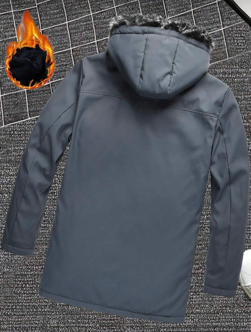 Dikke gewatteerde heren winter jas ritssluiting, thermisch gevoerd