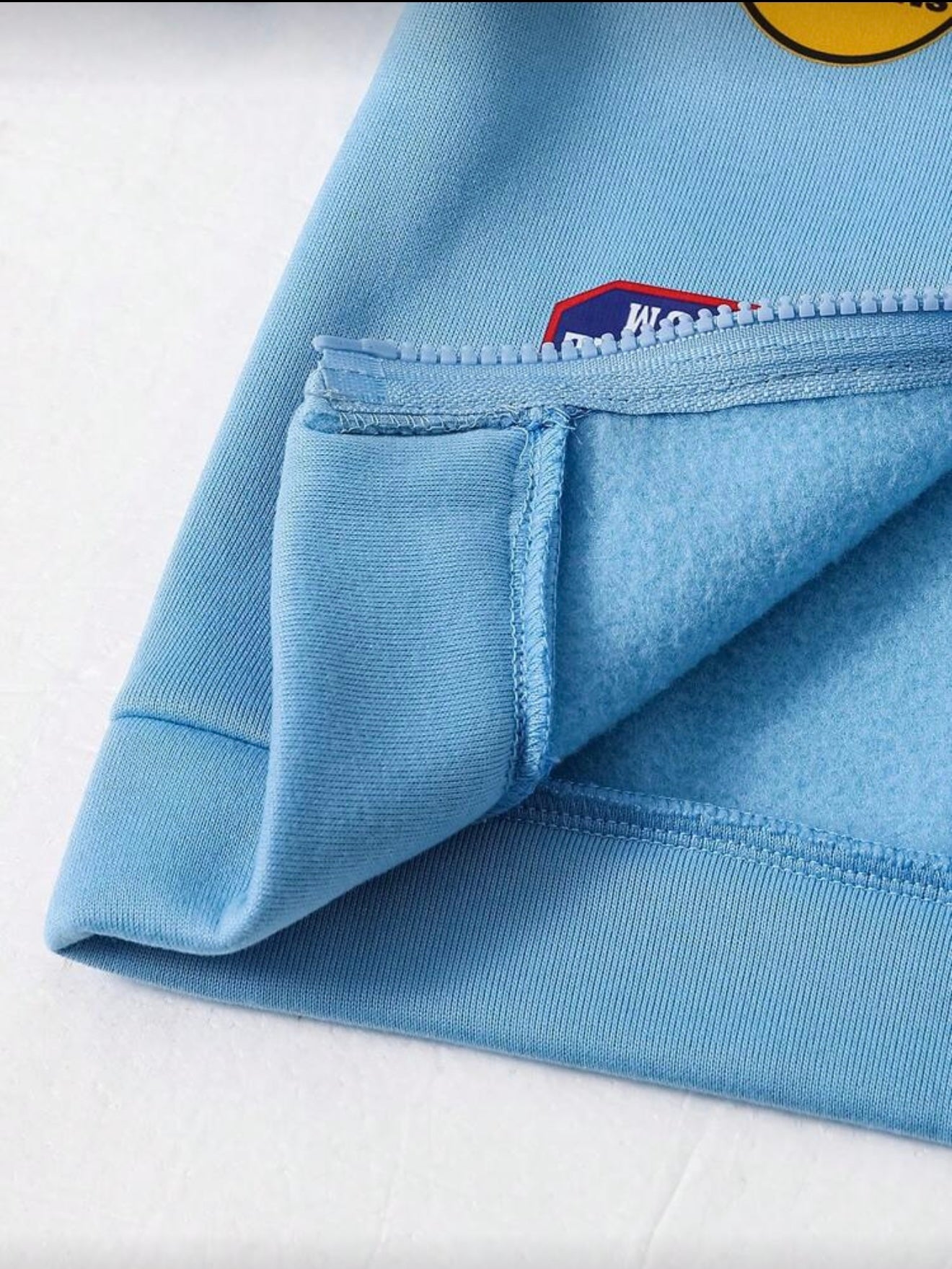 Winter peuterjongenshoodie met reliëf en bontkraag + bijpassende broek blauw