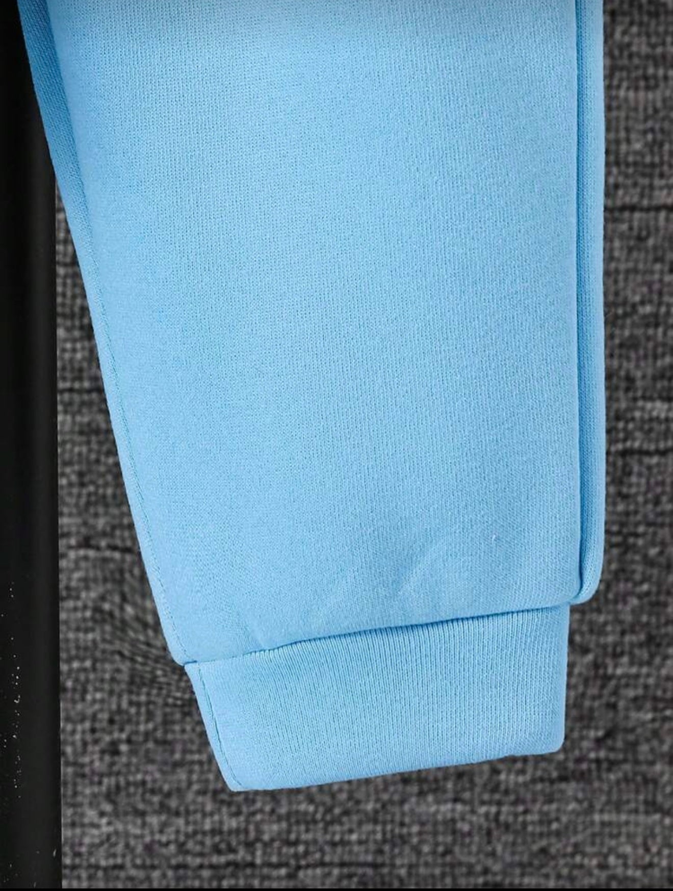 Winter peuterjongenshoodie met reliëf en bontkraag + bijpassende broek blauw