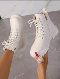 Women’s warm winter fashion boots with laces & side zipper
