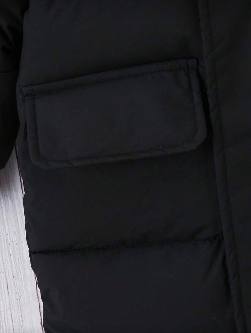 Jongens dikke lange mouwen gewatteerde jas met capuchon modieuze schoolstijl zwart