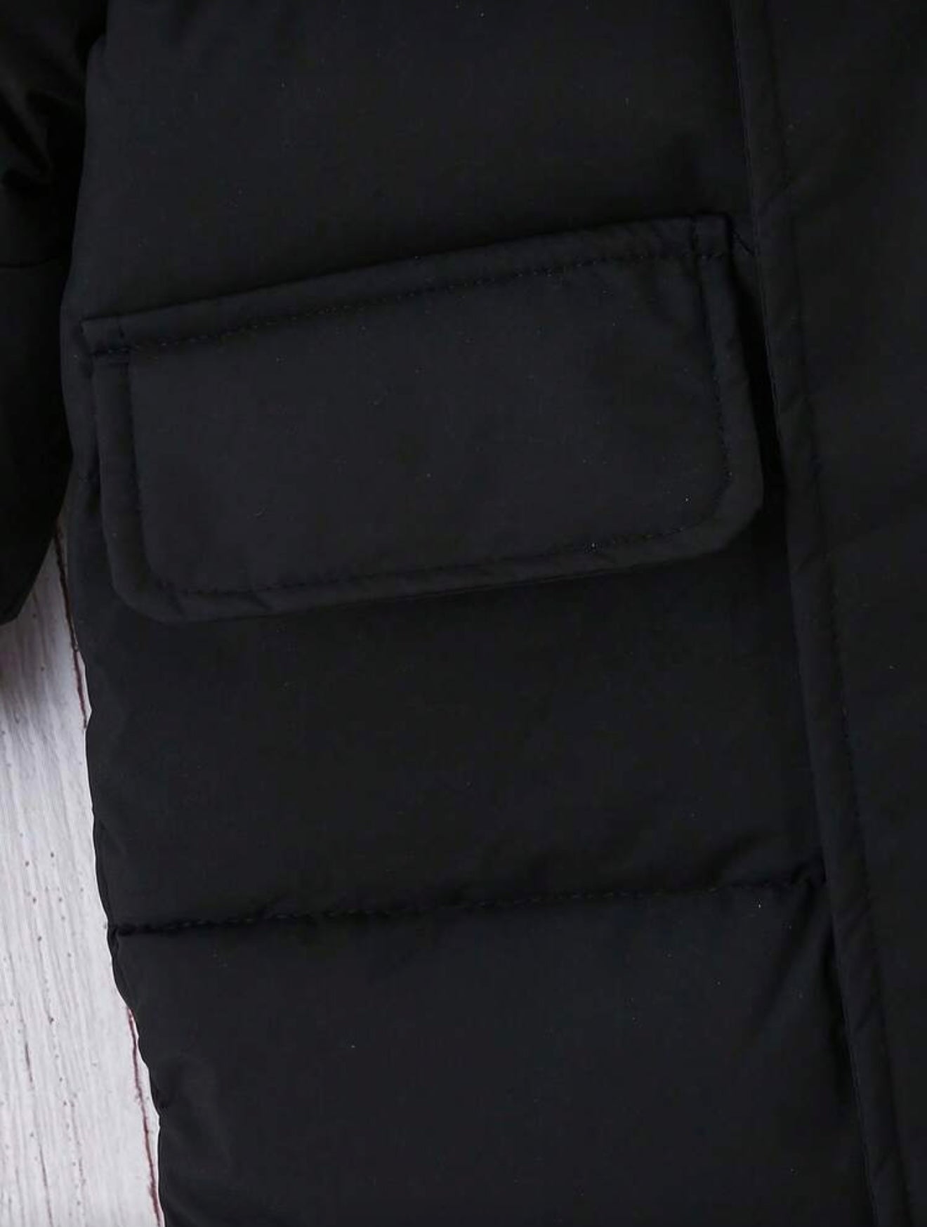 Jongens dikke lange mouwen gewatteerde jas met capuchon modieuze schoolstijl zwart