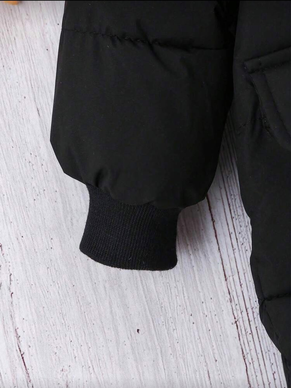 Jongens dikke lange mouwen gewatteerde jas met capuchon modieuze schoolstijl zwart