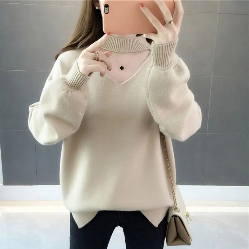 Woman Sweaters Velvet Padded Sweater  Autumn Winter Pullover Thick Loose Lantern Sleeve Sweater  Femme Chandails Pull Hiver