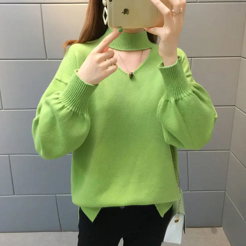 Woman Sweaters Velvet Padded Sweater  Autumn Winter Pullover Thick Loose Lantern Sleeve Sweater  Femme Chandails Pull Hiver