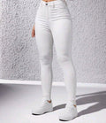 Solid white women skinny jeans