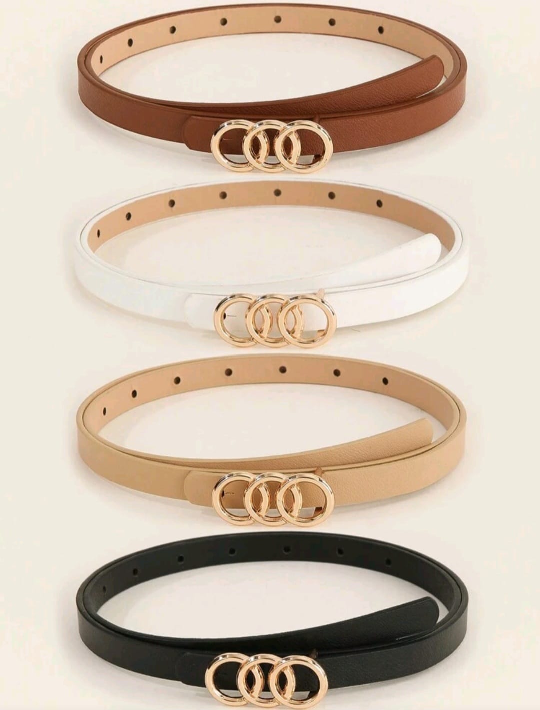 4 pcs vrouwelijke small metal buckle casual leren riem