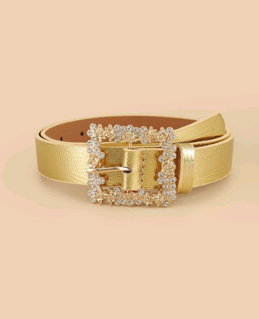 Rhinestone Square met hole punch gold vrouwelijke riem
