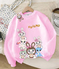 Young girl cute cartoon floppy ear blue rabbit print sweatshirt