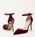 2025 metal flower stiletto high heel wedding shoes for women