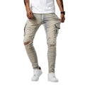 Autumn Winter New Men's Clothing Solid Color Stretch Multi-Bag Skinny Pants Slim Slimming Denim Cargo Pants Jeans