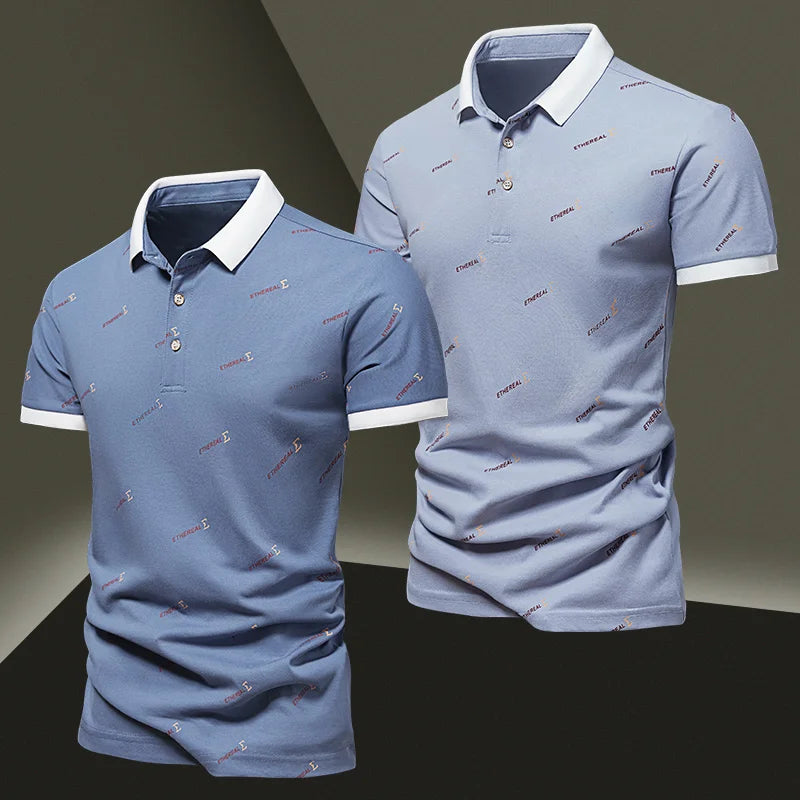 New Men's Pure Cotton Short sleeved T-shirt for Men's High end Casual Lapel Half Sleeved Polo Shirt Men's Top