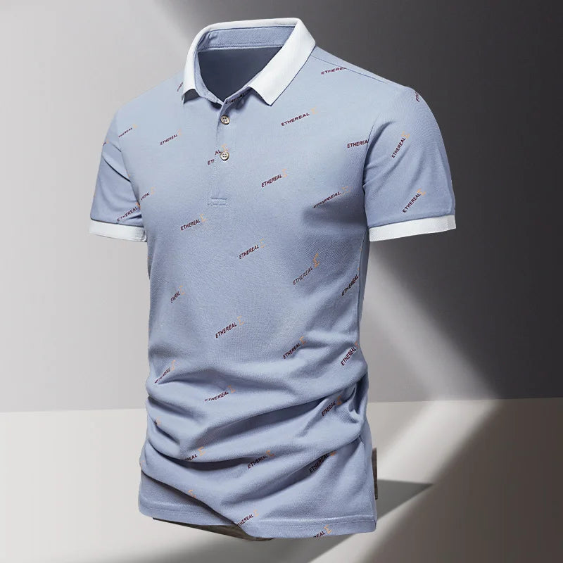 New Men's Pure Cotton Short sleeved T-shirt for Men's High end Casual Lapel Half Sleeved Polo Shirt Men's Top