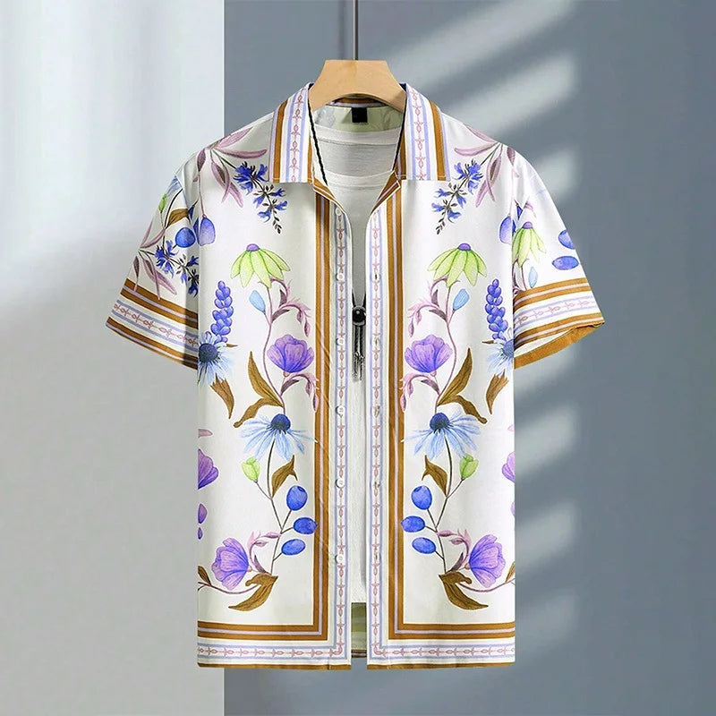 3D Graffiti Floral Print Shirt Fashion Casual Business Shirt Men Women Vacation Button-down Shirt Ropa De Hombre