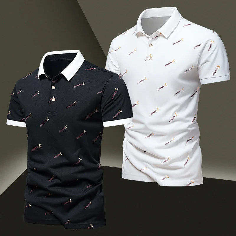 New Men's Pure Cotton Short sleeved T-shirt for Men's High end Casual Lapel Half Sleeved Polo Shirt Men's Top
