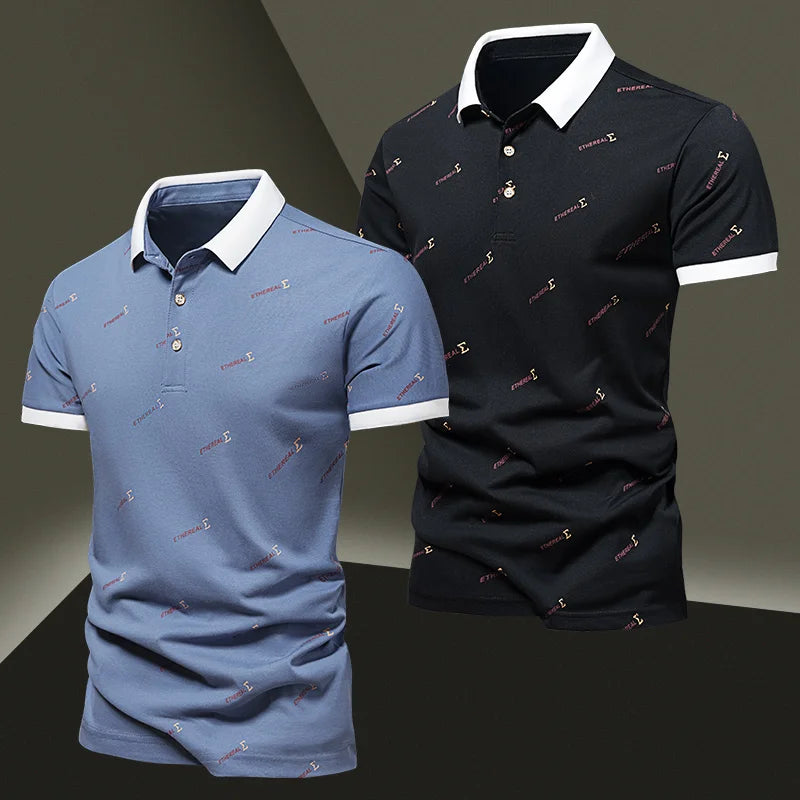 New Men's Pure Cotton Short sleeved T-shirt for Men's High end Casual Lapel Half Sleeved Polo Shirt Men's Top