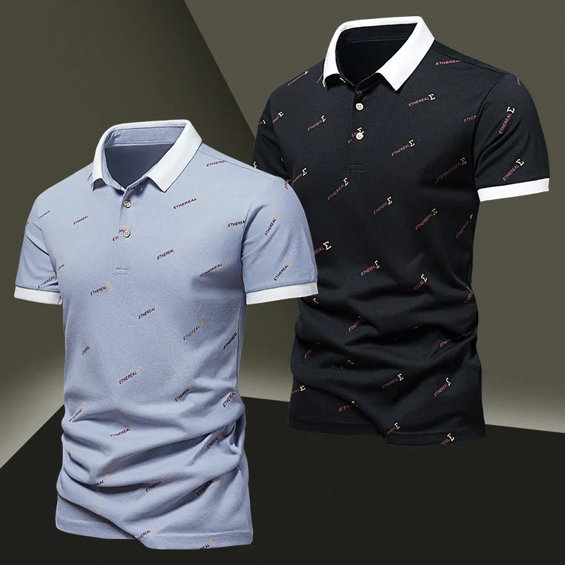 New Men's Pure Cotton Short sleeved T-shirt for Men's High end Casual Lapel Half Sleeved Polo Shirt Men's Top