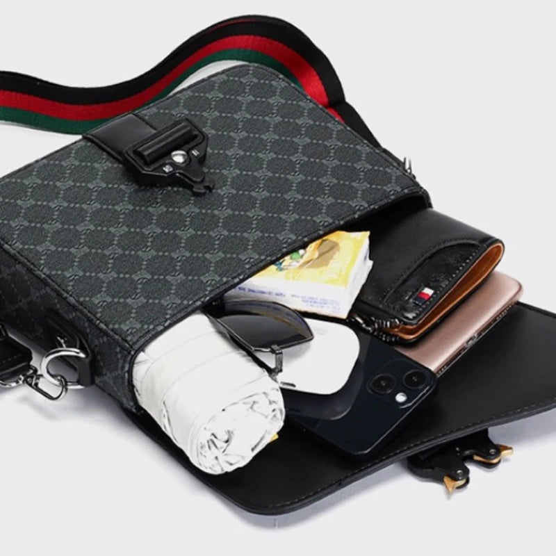 Fashionable Jacquard Pattern Men's Crossbody Bag High-End Casual Shoulder Bag for Commuting Business Waterproof Daily Sling Bag