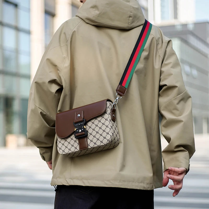 Fashionable Jacquard Pattern Men's Crossbody Bag High-End Casual Shoulder Bag for Commuting Business Waterproof Daily Sling Bag