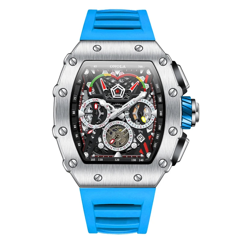 ONOLA Luxury Men Mechanical Watch with Hollow Out Luminous Automatic Watch 3Bar Waterproof Reloj Hombre