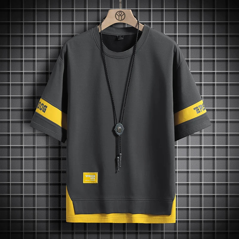 Hip Hop Loose Mens Streetwear T-shirts Casual Classic Short Sleeves Black White Tshirt Tees Plus Oversize 5XL 6XL