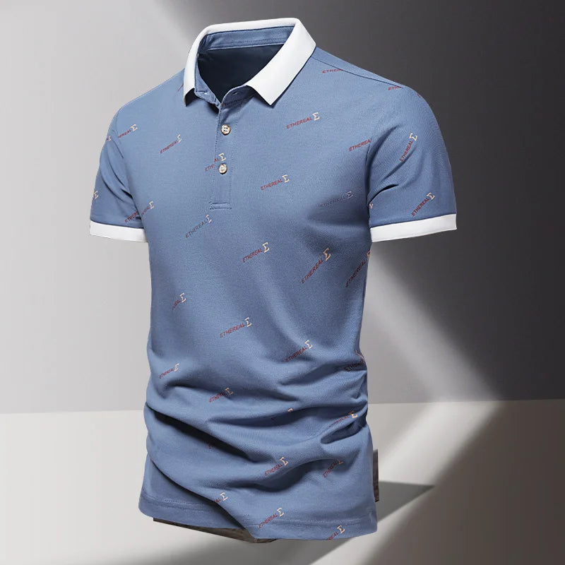 New Men's Pure Cotton Short sleeved T-shirt for Men's High end Casual Lapel Half Sleeved Polo Shirt Men's Top