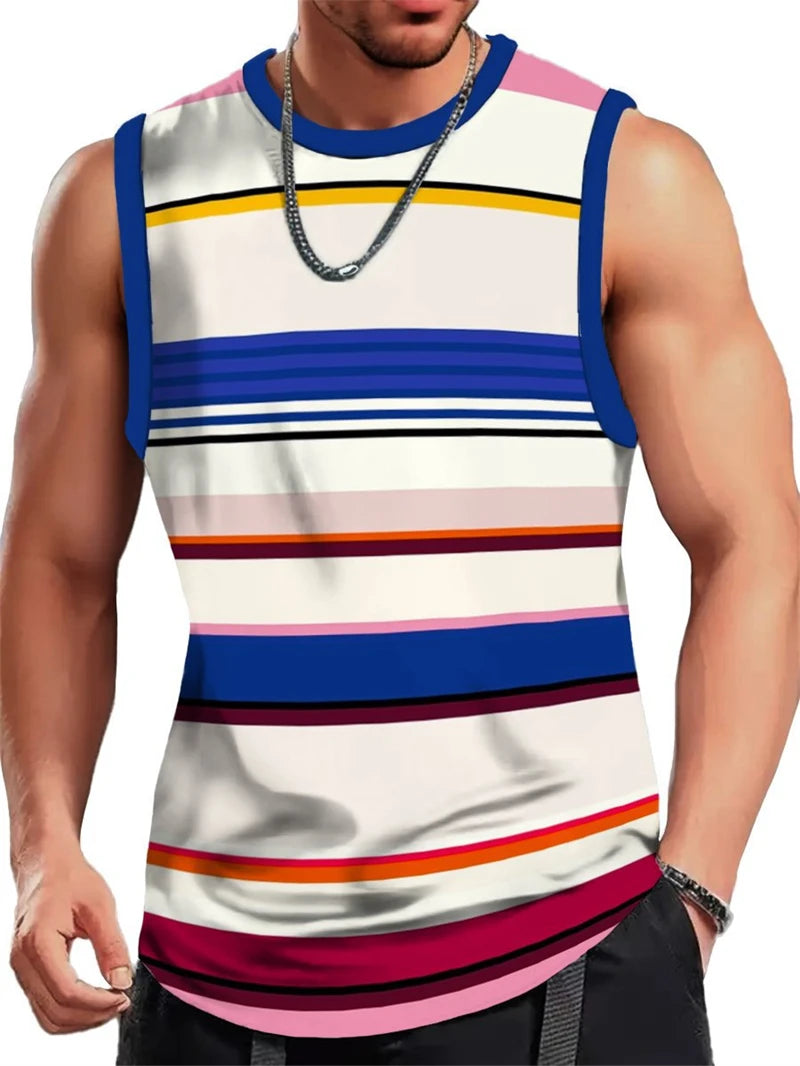 Vintage Rainbow Flowers 3D Print Tank Top Men Women Vacation Party Fashion Casual Y2k Clothing Oversized Sleeveless T-shirt Vest