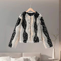 Stylish Contrast Faux Fur Women Coat Elegant O-neck Single Breasted Full Sleeve Female Coats 2026 Spring Winter Chic Lady Jacket