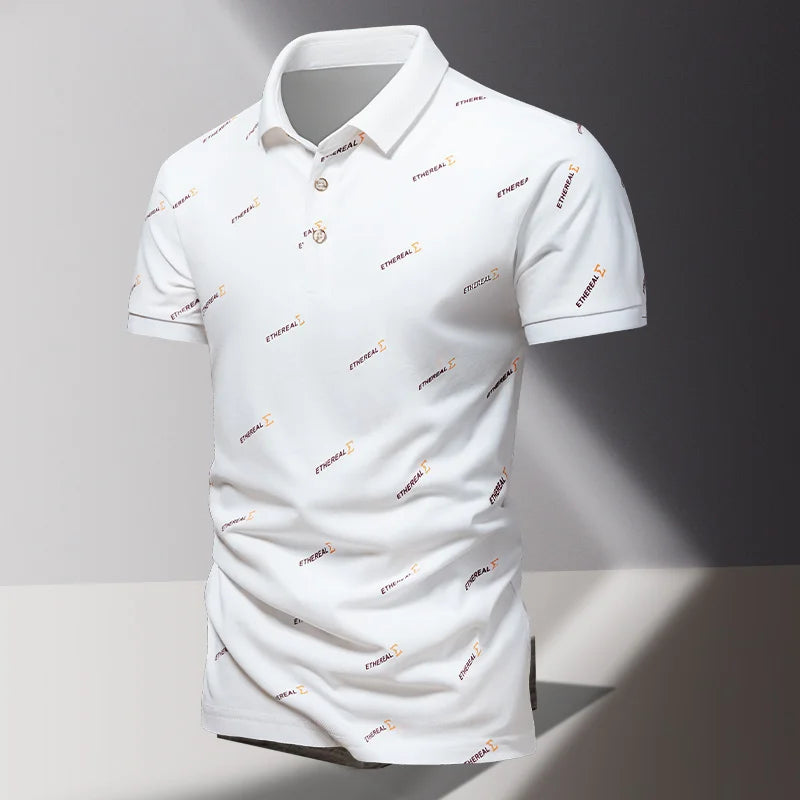 New Men's Pure Cotton Short sleeved T-shirt for Men's High end Casual Lapel Half Sleeved Polo Shirt Men's Top